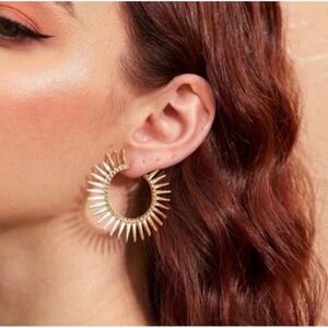 Anthropologie Gold Sunburst Earrings